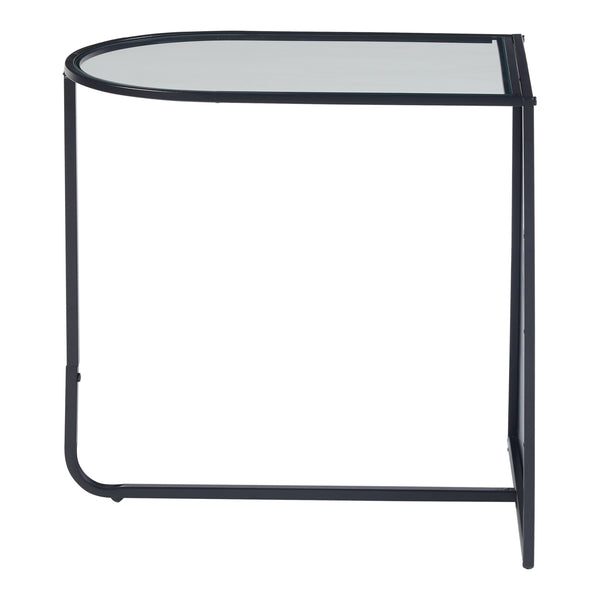 Stolik boczny Ulvik 50x50x35cm wykonany z metalu i szkła czarny [en.casa]