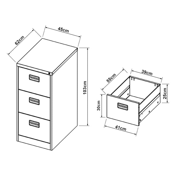 Szafka z szufladami Rääkkylä 103x45x62cm stal [en.casa]