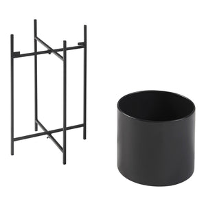 Stojak na rośliny Orsa zestaw 3 metalowy czarny [en.casa]