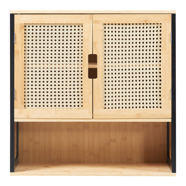 Szafka łazienkowa Tervola 60x60x20 cm czarna/bambus [en.casa]