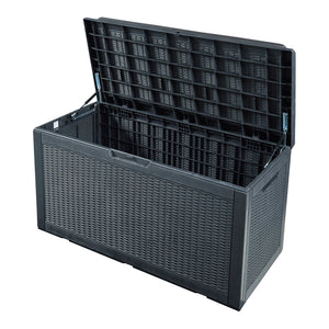 Schowek Atella 122x545x65cm czarny rattan [casa.pro]