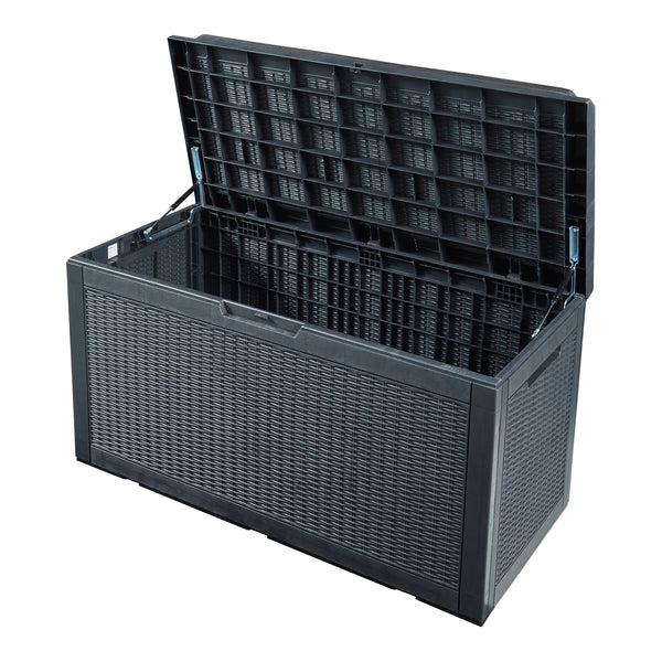 Schowek Atella 122x545x65cm czarny rattan [casa.pro]