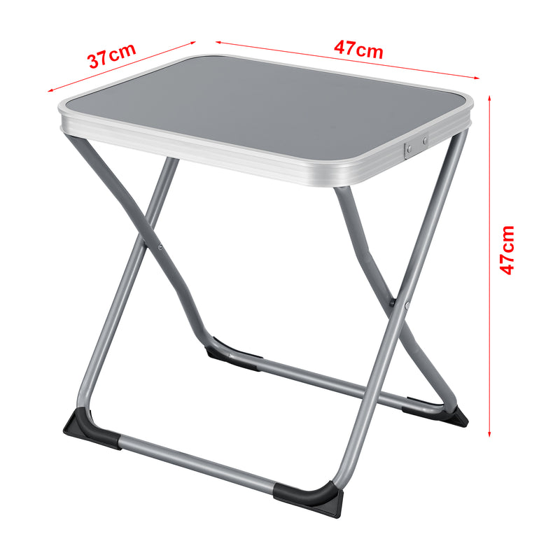 Szkic wymiarowy Stołek kempingowy i stolik 2 w 1 Barete 47x47x37 cm Szary [en.casa]