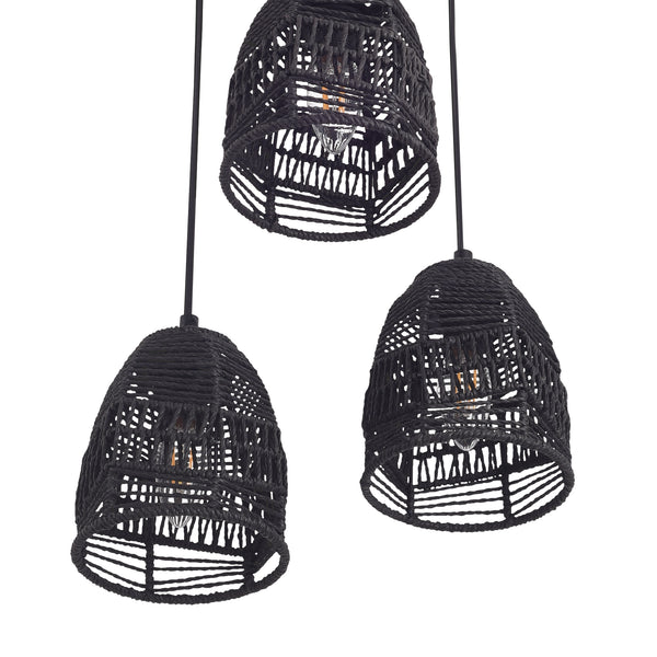 Lampa wisząca Andover metal+rattan czarna [lux.pro]
