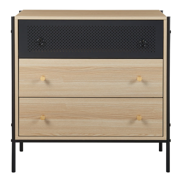 Komoda Tysnes z 3 szufladami 80x80x40 cm dąb/czarny [en.casa]