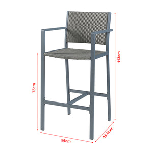 Zestaw 2 krzeseł barowych Avise aluminium ciemnoszare [casa.pro]