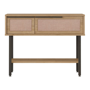 Konsola Kvænangen 100x30x76 cm dąb/rattan [en.casa]