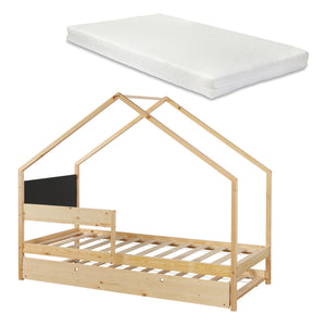 Łóżko domowe Sodankylä z wysuwanym łóżkiem i 2 materacami 90x200cm [en.casa]
