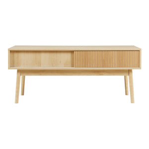 Szafka pod TV Landskrona 115x40x48 cm z dwoma przesuwanymi drzwiami o wyglądzie dębu [en.casa]