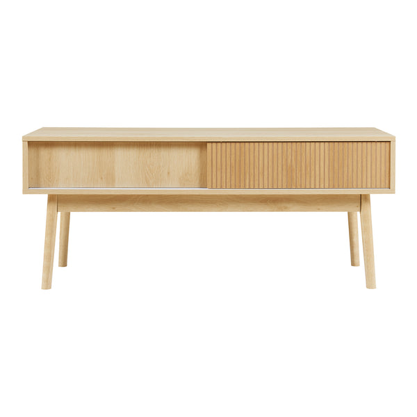 Szafka pod TV Landskrona 115x40x48 cm z dwoma przesuwanymi drzwiami o wyglądzie dębu [en.casa]