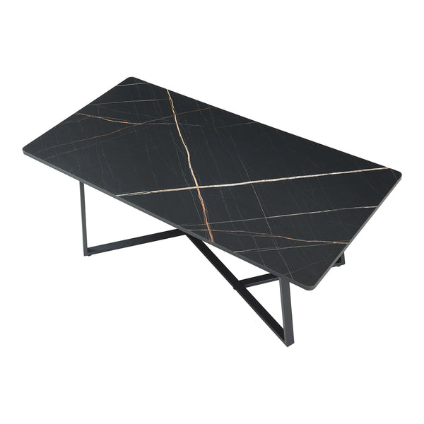 Stolik kawowy Riskiften 120x60x48 cm marmurowy wygląd, czarny [en.casa]