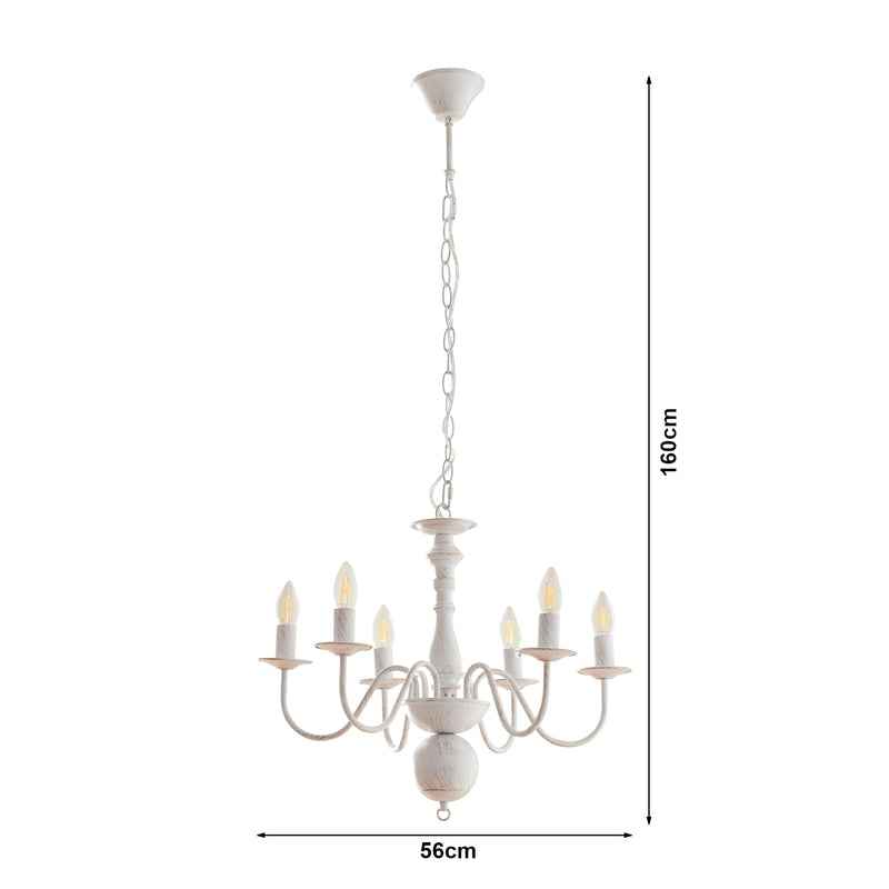 Szkic wymiarowy Żyrandol Berkeley metal vintage biały [lux.pro]