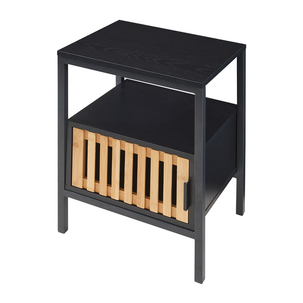 Stolik nocny Luniehti 58x40x33 cm czarny/natura [en.casa]