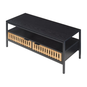 Stolik kawowy Luniehti 100x40x48 cm czarny/natura [en.casa]