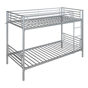 Łóżko piętrowe metalowe Soppsar z 2 materacami 200x90 cm srebrne [en.casa]