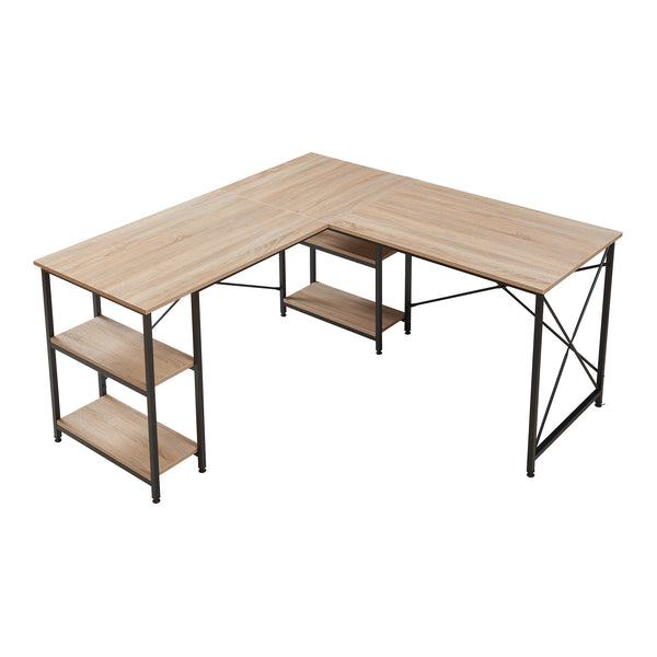 Biurko Klirurud z 2 półkami w kształcie litery L 150x150x75 cm dąb [en.casa]