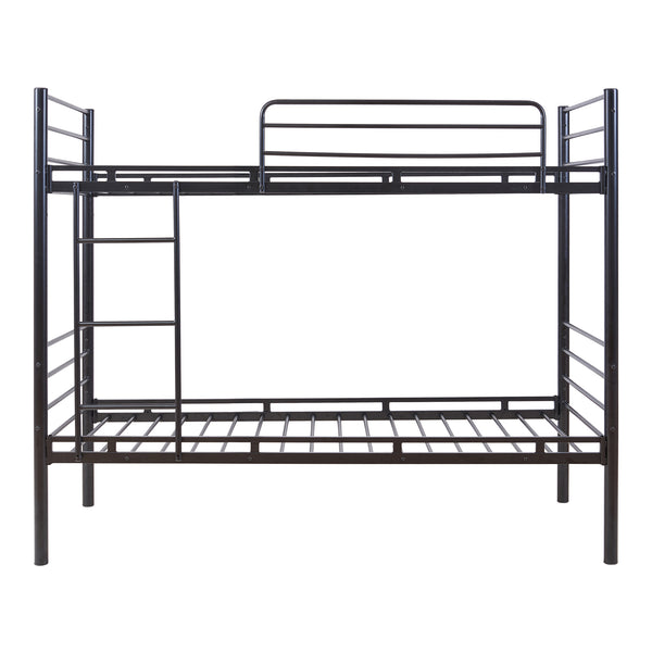 Metalowe łóżko piętrowe Bevapis 90x200 cm czarne [en.casa]