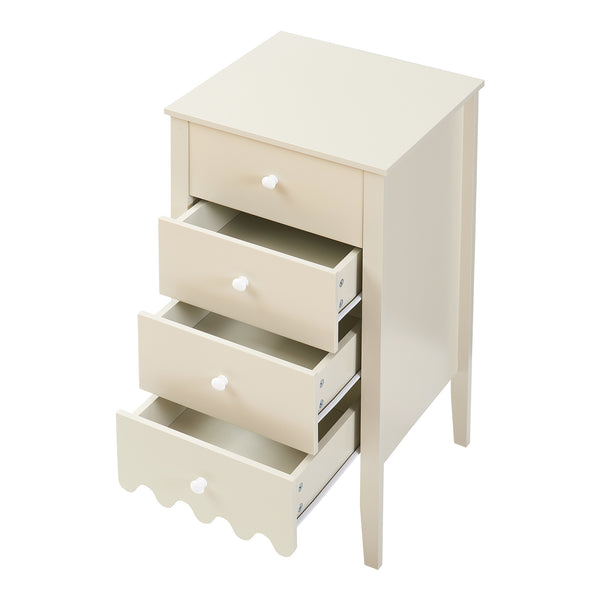 Luspoo komoda z 4 szufladami 82x40x40 cm kremowa biel [en.casa]