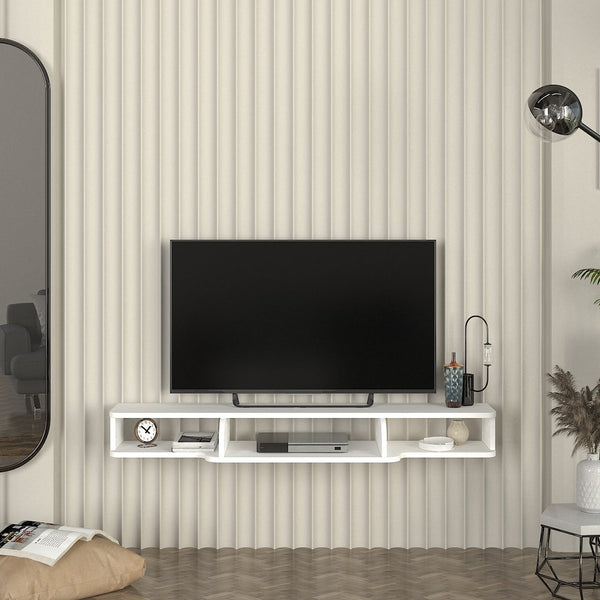 Wisząca szafka RTV Aar 135x30x16 cm biała [en.casa]