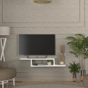 Wisząca szafka RTV Kershaby 120x30x19 cm biała [en.casa]