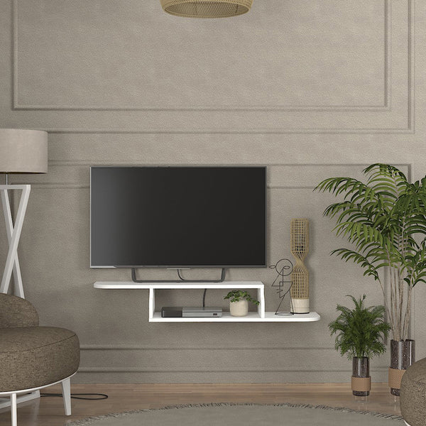 Wisząca szafka RTV Kershaby 120x30x19 cm biała [en.casa]