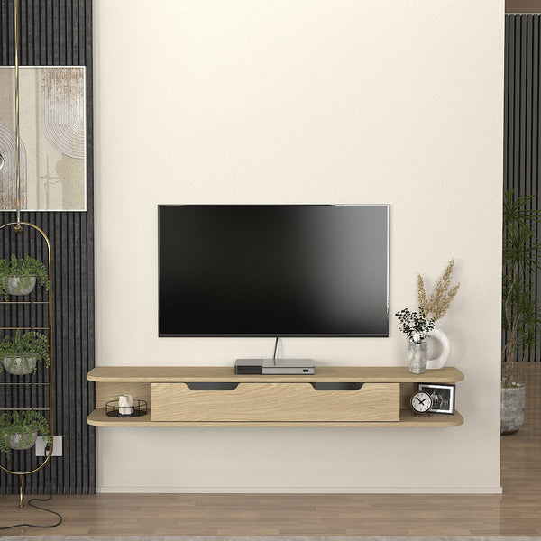 Szafka RTV wisząca Karjali 150x30x19 cm dąb [en.casa]