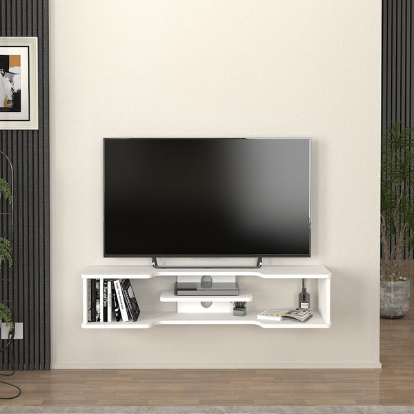Wisząca szafka RTV Yrela 120x30x26 cm biała [en.casa]