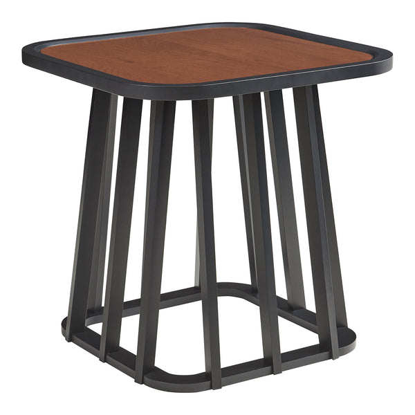 Stolik boczny Burgess 51x51x51 cm czarny/orzechowy [en.casa]