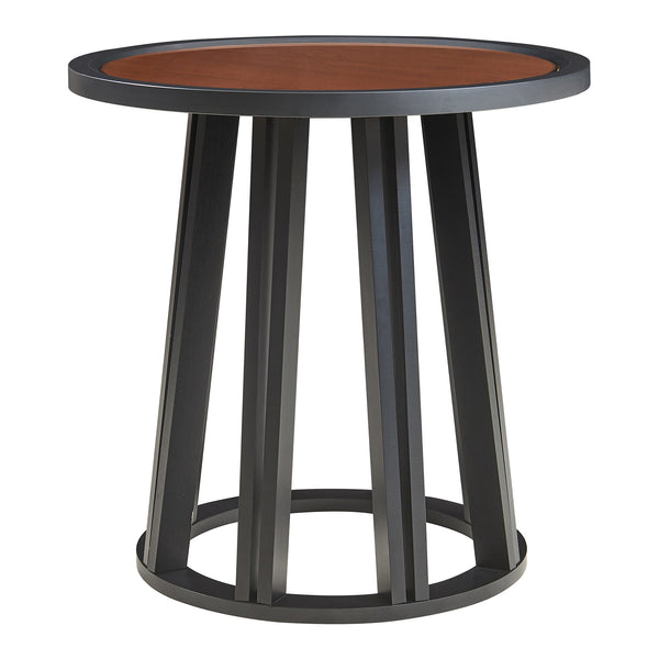 Stolik boczny Burgess 51xØ51 cm czarny/orzechowy [en.casa]