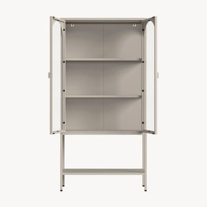 Szafa witrynowa Klippestad stal 160x80x35 cm kolor wielbłądzi [en.casa]