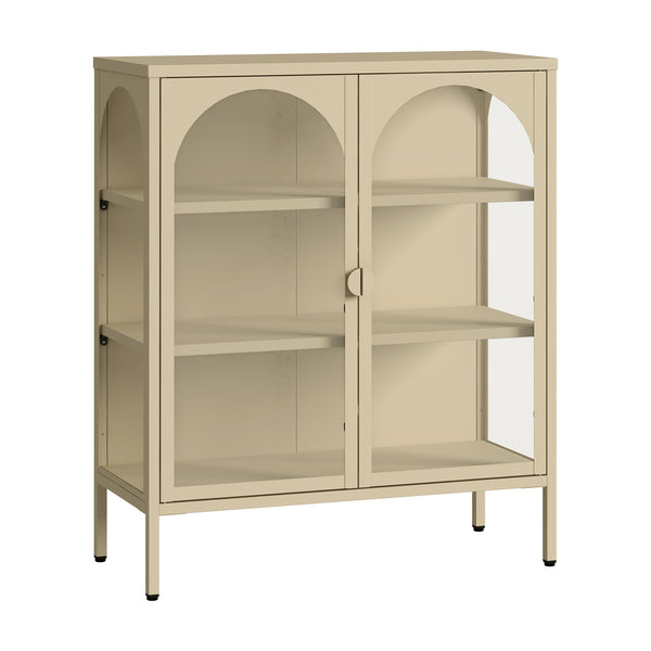 Witryna-komoda Klippestad stal 95x80x35 cm kolor wielbłądzi [en.casa]