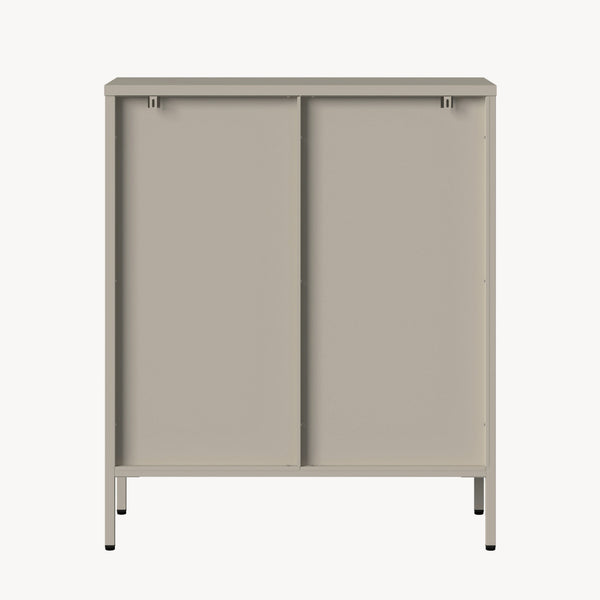 Witryna-komoda Klippestad stal 95x80x35 cm kolor wielbłądzi [en.casa]
