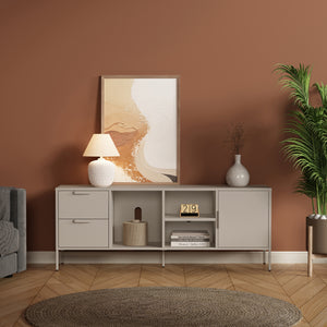 Szafka RTV Kliri Stahl 150x35x58 cm w kolorze wielbłądzim [en.casa]