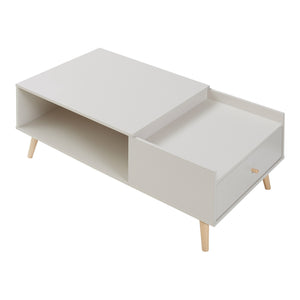 Stolik kawowy Hallevil z szufladą 106x59x44 cm Biały [en.casa]