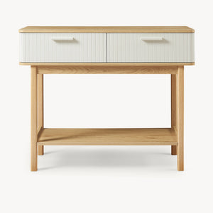 Konsola Ferrersp z 2 szufladami 100x40x80 cm dąb/kolory piasku [en.casa]