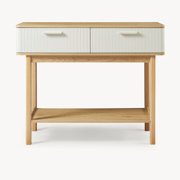 Konsola Ferrersp z 2 szufladami 100x40x80 cm dąb/kolory piasku [en.casa]