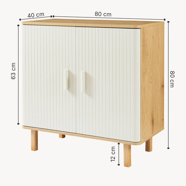 Kredens Ferrersp z 2 drzwiczkami 80x80x40 cm dąb/kolory piasku [en.casa]