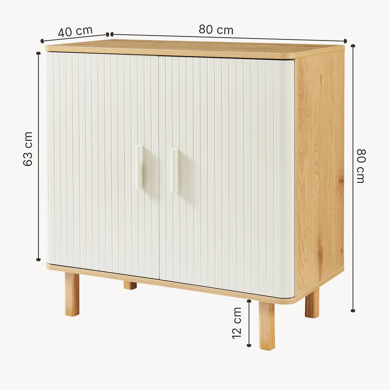 Szkic wymiarowy Kredens Ferrersp z 2 drzwiczkami 80x80x40 cm dąb/kolory piasku [en.casa]