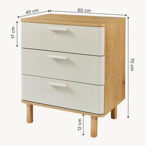 Komoda Ferrersp z 3 szufladami 70x60x40 cm dąb/kolory piasku [en.casa]