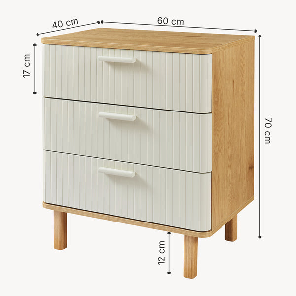 Komoda Ferrersp z 3 szufladami 70x60x40 cm dąb/kolory piasku [en.casa]