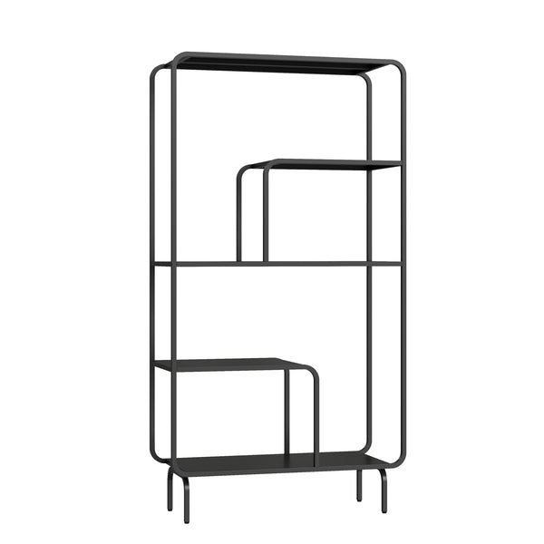 Regał na książki Færder stal 145x76x33 cm czarny [en.casa]
