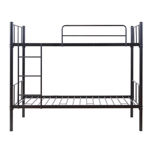 Berimma metalowe łóżko piętrowe z 2 materacami 90x200 cm czarne [en.casa]