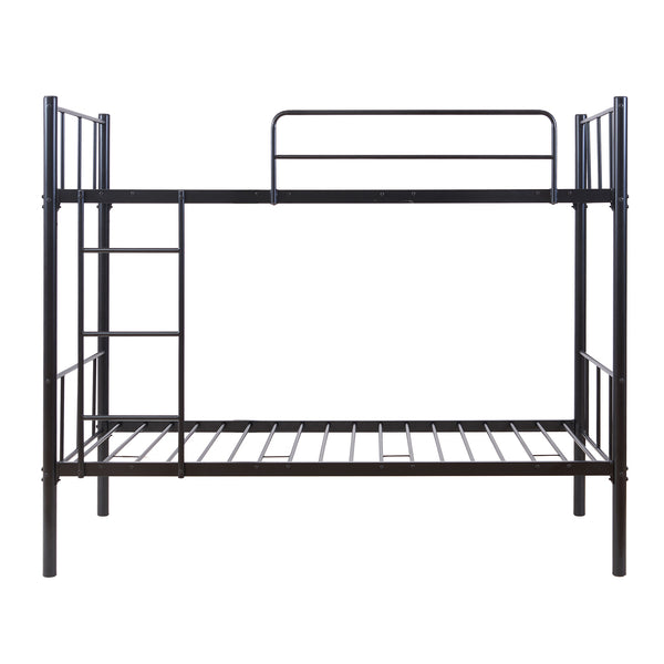 Berimma metalowe łóżko piętrowe z 2 materacami 90x200 cm czarne [en.casa]