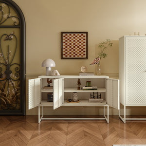 Sideboard Viitasaari 120x40x80 cm stal kremowobiały [en.casa]