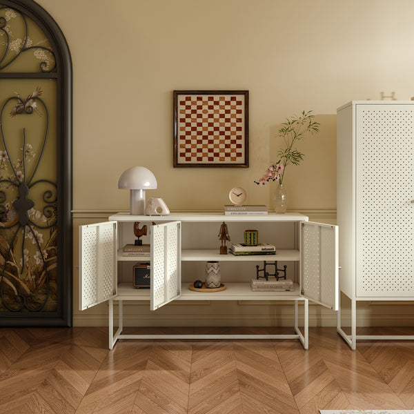 Sideboard Viitasaari 120x40x80 cm stal kremowobiały [en.casa]