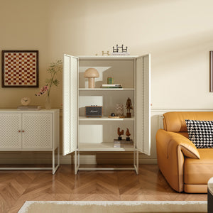 Highboard Viitasaari 150x80x40 cm stal kremowobiały [en.casa]