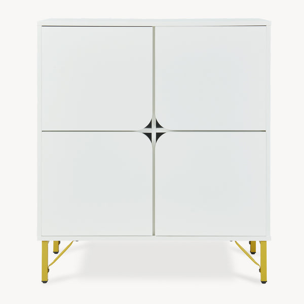 Sideboard Reyri 90x80x35 cm Biały/Złoty [en.casa]