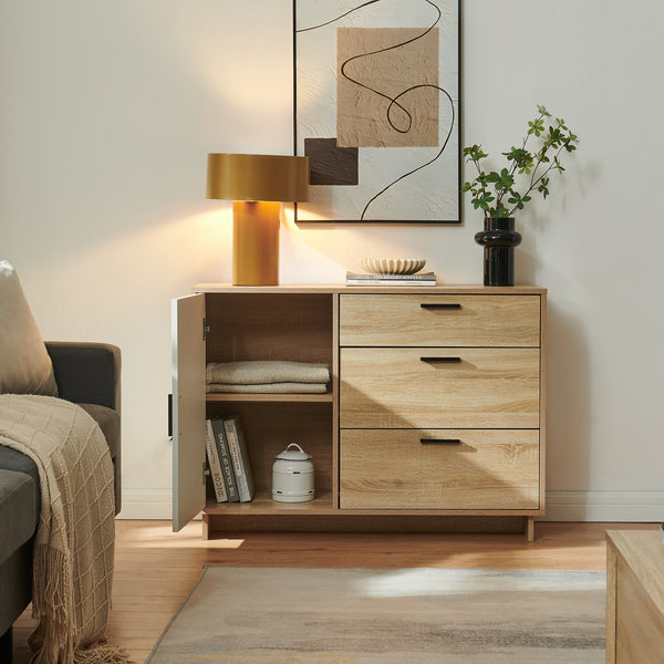 Kredens Kenta 100x35x72 cm Sonoma-dąb optyka/Biały [en.casa]