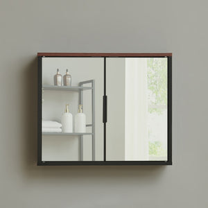 Szafka z lustrem Trond 50x60x15 cm Czarny/Orzechowy wygląd [en.casa]