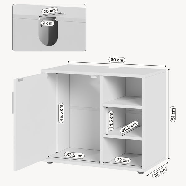 Szafka pod umywalkę Kulaik 51x60x32 cm Biała [en.casa]